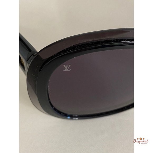 Authentic LOUIS VUITTON Black Acetate Flore Carre LV Logo Sunglasses Z0453U - Picture 2 of 12
